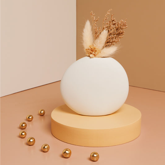 Bomboniera Vaso Piccolo con fiori pampas bianco 25014