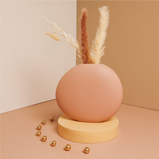 Bomboniera Vaso Rosa Medio con fiori pampas 25015