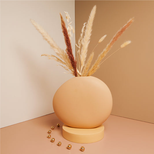 Bomboniera Vaso Grande Terra Chiara con fiori pampas 25016