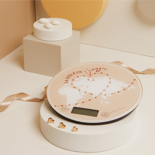 Bomboniera Bilancia Rotonda Tema Viaggio 25041