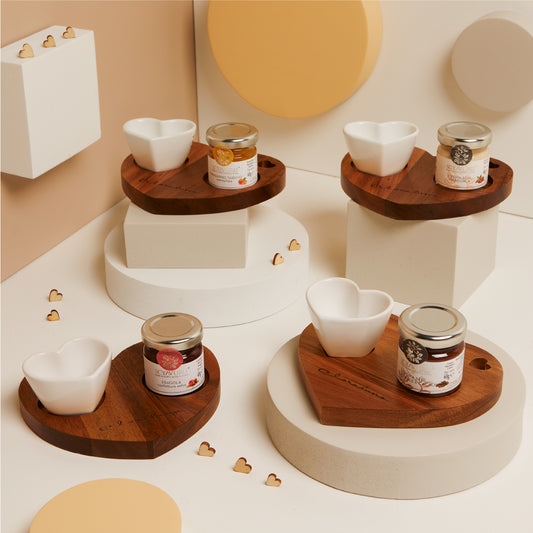 Bomboniera Vassoio con Ciotolina a forma di Cuore e Crema Nocciola 40 gr 25099