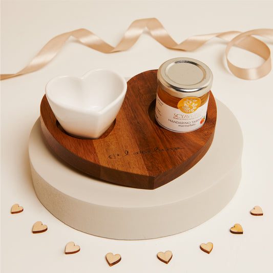 Bomboniera Vassoio con Ciotolina a forma di Cuore e marmellata di mandarino 40gr 25097