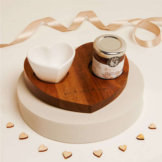 Bomboniera Vassoio con Ciotolina a forma di Cuore e Crema Nocciola 40 gr 25099