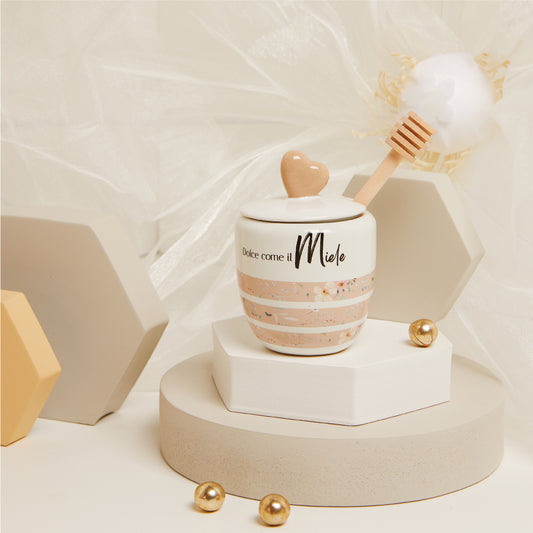 Bomboniera Claraluna Porta Miele Cuore e Decori Rosa 25102