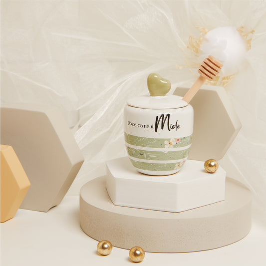 Bomboniera Claraluna Porta Miele Cuore e Decori Verdi 25103