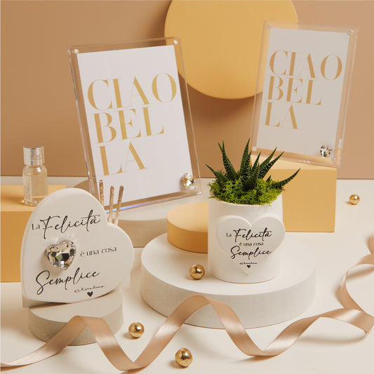 Bomboniera Claraluna vasetto con piantina con scritta 25335