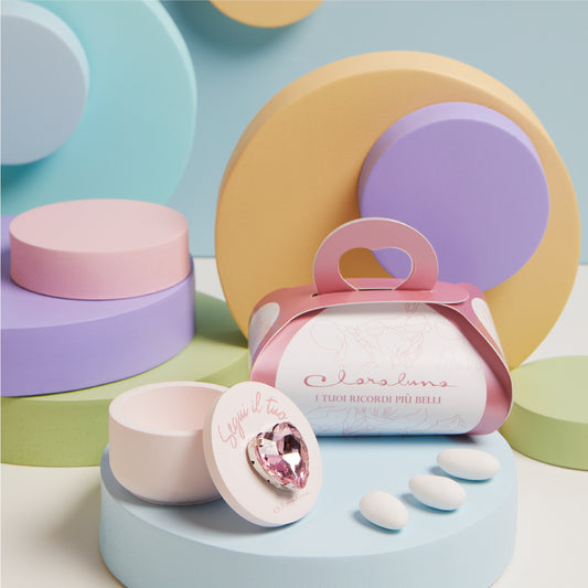 Bomboniera Claraluna Scatolina con Cuore Rosa e Candela - 25345