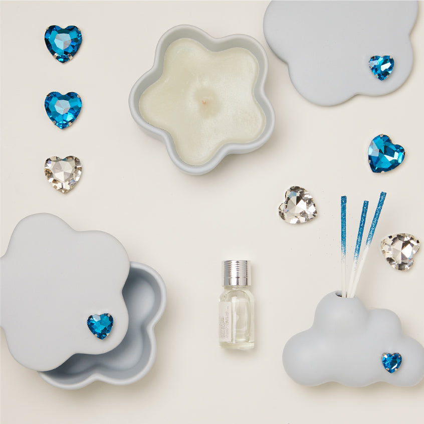 Bomboniera Scatolina a forma di Stella con Cuore Azzurro e Candela - 25352