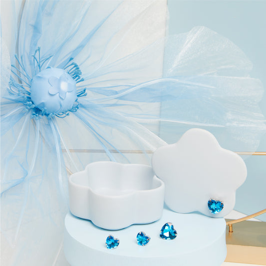 Bomboniera Scatolina a forma di Stella con Cuore Azzurro e Candela - 25352