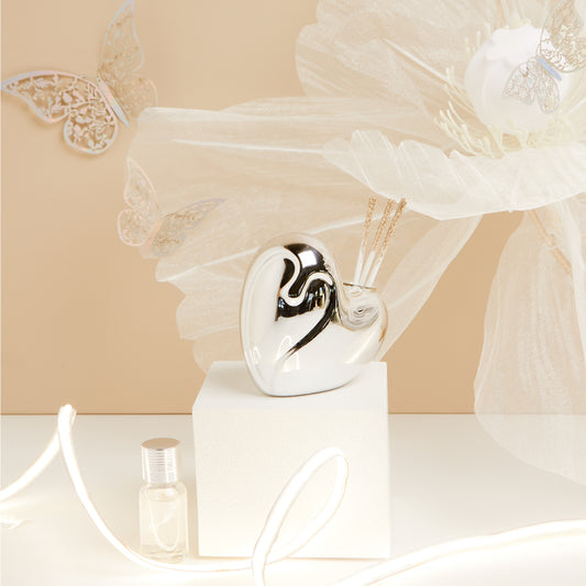 Bomboniera Diffusore per Ambienti Cuore Piccolo con Bastoncini Glitter 25121