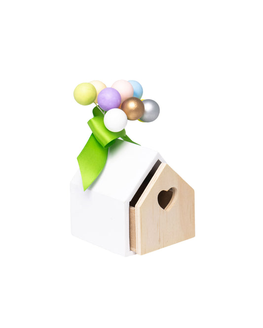 Bomboniera casetta in legno con palloncini piccola